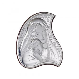 Икона 13 х 11 см Св. Богородица и Младенеца със сребърно покритие