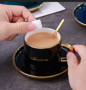 чаша, чинийка, лъжичка FANTASY BLACK