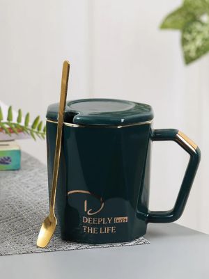 чаша с капак и лъжица GREEN, BLACK, BLUE, RED