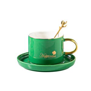 чаша, чинийка, лъжичка HAPPINESS GREEN